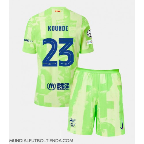 Camiseta Barcelona Jules Kounde #23 Tercera Equipación Replica 2024-25 para niños mangas cortas (+ Pantalones cortos)